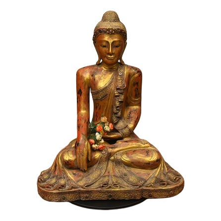 Carved Burmese Buddha Statue For Sale