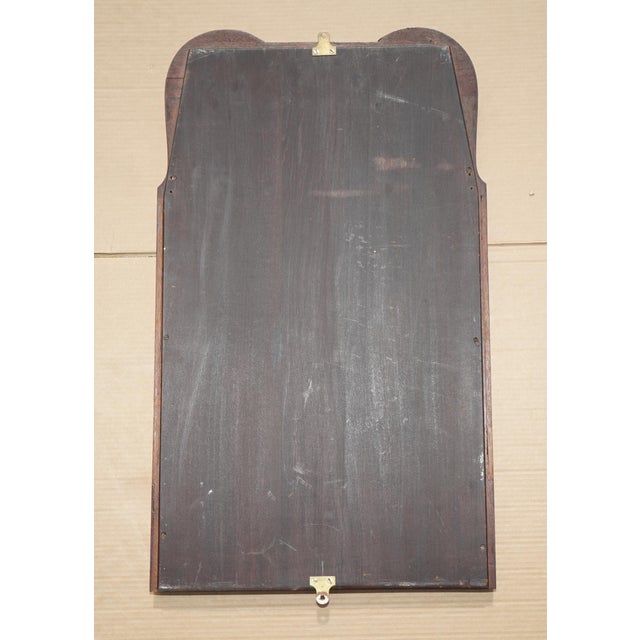 Antique English Queen Anne Style Wall-Mounted Mirror with Bevelled Mahogany Frame For Sale - Image 15 of 16