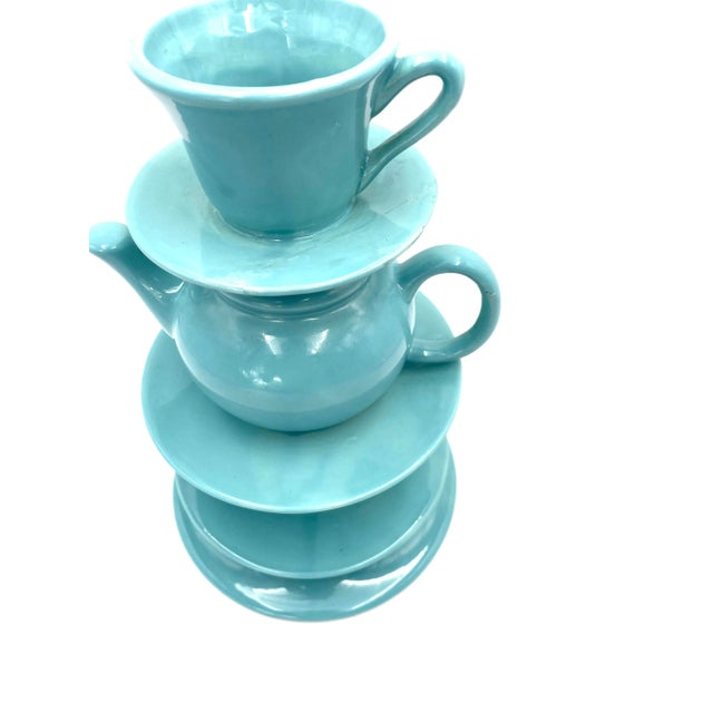 Ceramic Blue Stacked Teacup Vase, Italy, 1980s For Sale - Image 7 of 13