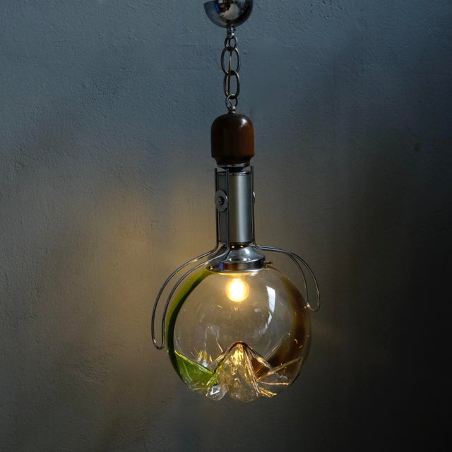 Pendant Lamp in Steel and Murano Glass For Sale - Image 9 of 18