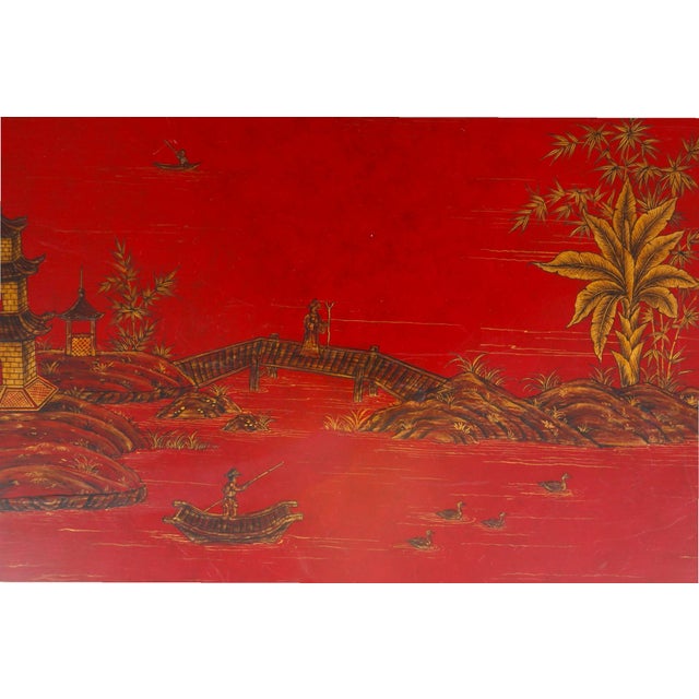 Late 20th Century Red Chinoiserie Coffee Table For Sale - Image 5 of 11
