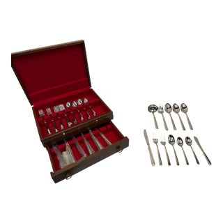 Vintage Gorham Aureate Collection Gold Accent Flatware Service for 12 - With Chest - 68 PCS Total For Sale
