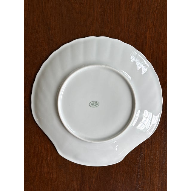 Contemporary Scallop Shell Shaped White Ceramic Plates— Set of Four For Sale - Image 11 of 18