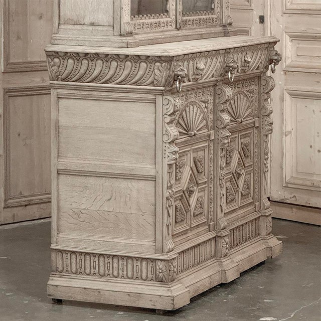 19th Century Belgian Hand-Carved Stripped Oak Bookcase For Sale - Image 13 of 18