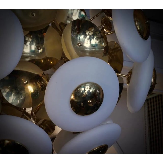 Mid-Century Round Chandelier in Murano Glass and Brass, 2000 For Sale - Image 6 of 9