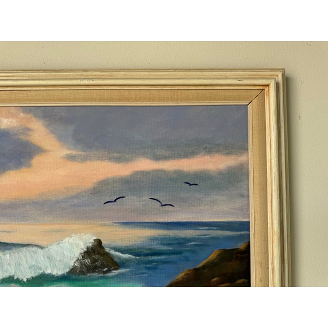 80's Vintage M. St. Onge Coastal Sunset Oil Painting, Framed For Sale - Image 4 of 10