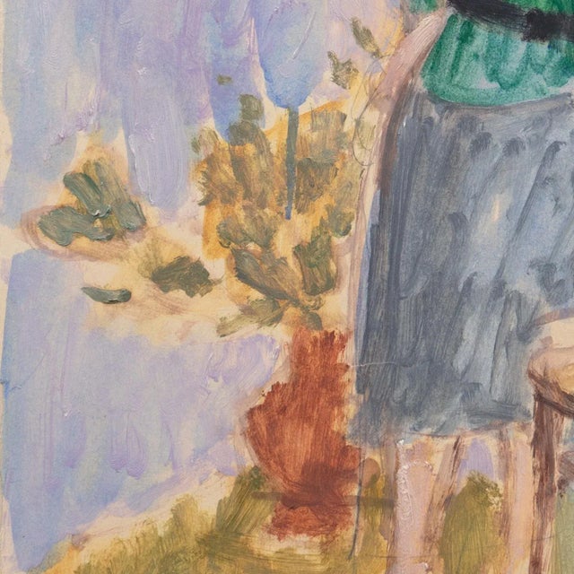 Mid-Century Modern 'Woman in Green' by Victor Di Gesu, Louvre, Académie Chaumière, Paris, Los Angeles County Museum of Art For Sale - Image 3 of 11