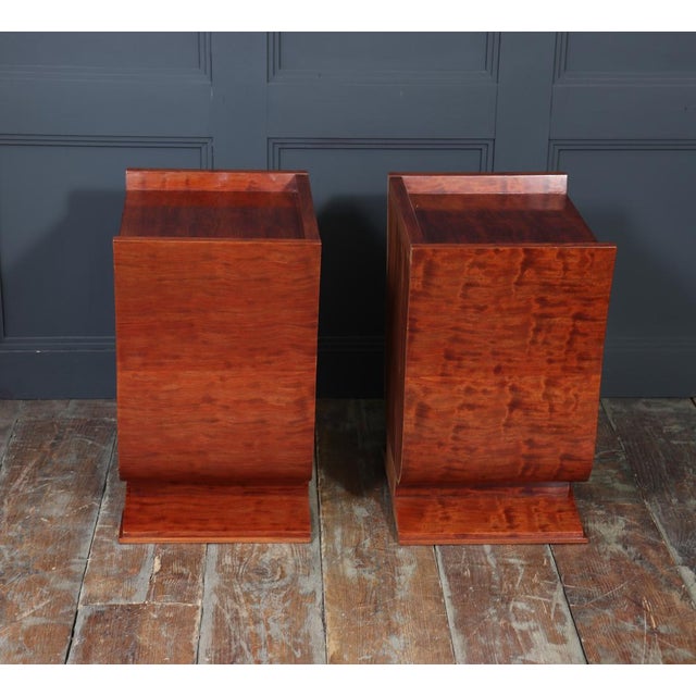 Art Deco French Tulip-Form Bedside Cabinets in Bubinga, 1925, Set of 2 For Sale - Image 10 of 14