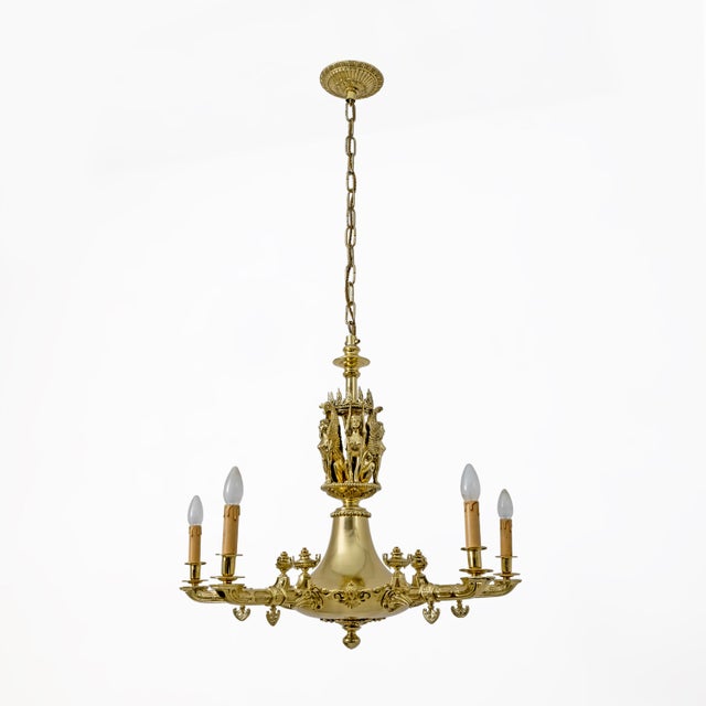 Empire Style Gilt Bronze Chandelier with Winged Figures, Italy, Early 19th Century For Sale - Image 12 of 12