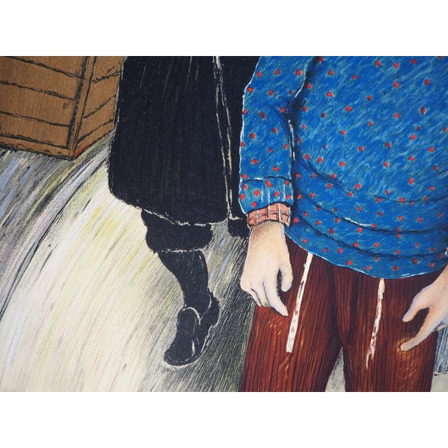 David Azuz, At the Museum of Jewish Culture, Original Lithograph For Sale - Image 6 of 7