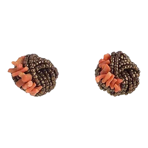 Haskell Style Bronze & Coral Knot Earrings - 2 Pieces