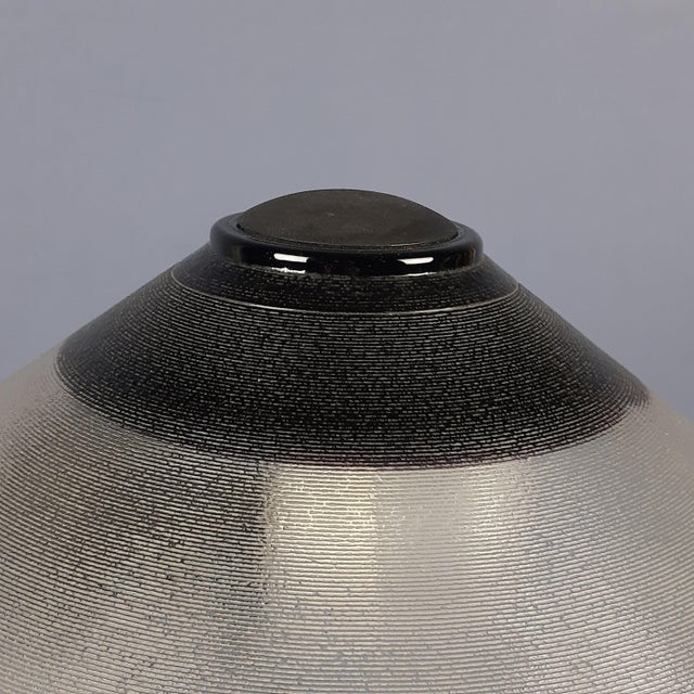 Modernist Purple Glass Table Lamp with Satin Curved Metal, 1970s For Sale - Image 12 of 18