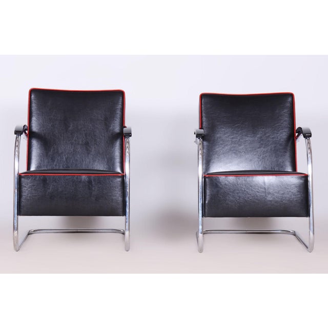 Bauhaus FN21 Armchairs in Leather by Mücke-Melder for Up Závody, Czech, 1930s, Set of 2 For Sale - Image 10 of 17