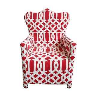 Vintage Red & White Yoruba Beaded Chair For Sale