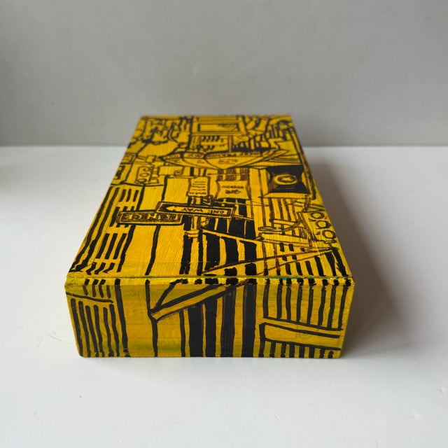 Unique Painted Wood Cigar Box Artist Signed Usawa New York City Theme For Sale In New York - Image 6 of 12