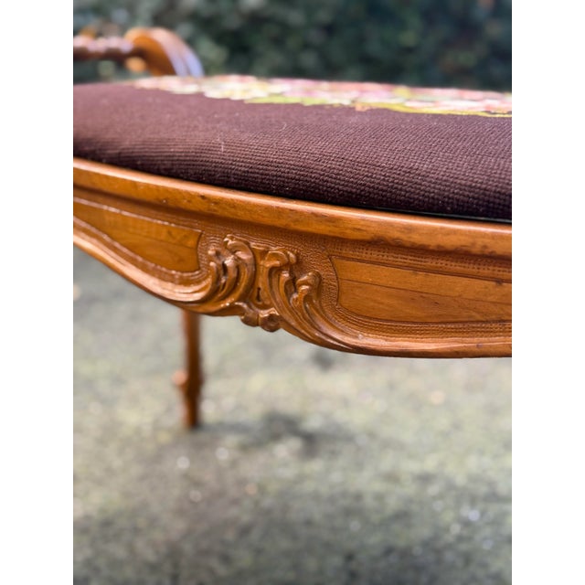 Brown Vintage French Louis XV Carved Wood Bench For Sale - Image 8 of 10