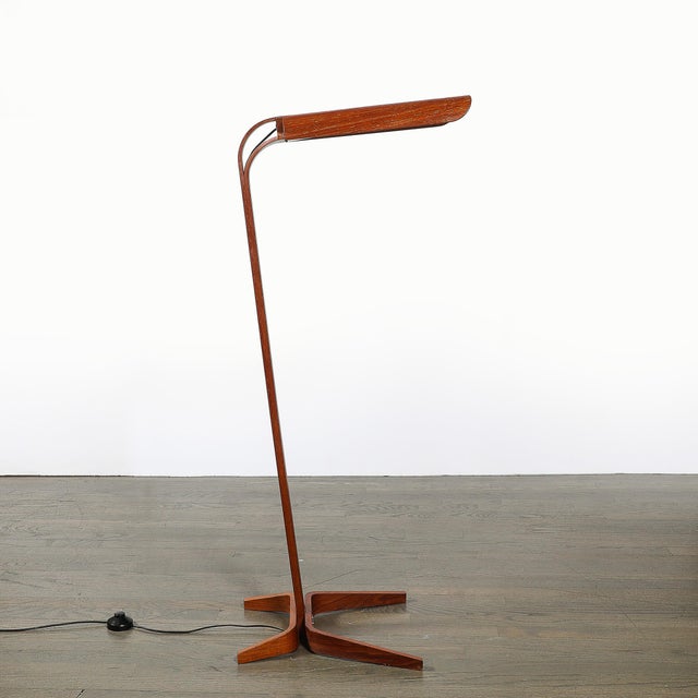 Brown Mid-Century Modernist Teak Bentwood Sculptural Floor Lamp With Diffuser For Sale - Image 8 of 18