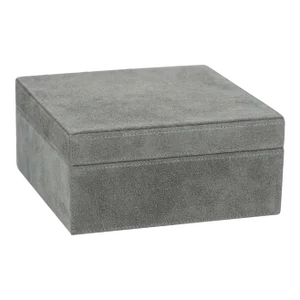 Carpi Suede Lux Decorative Box, 8" x 8" x 4", Gray