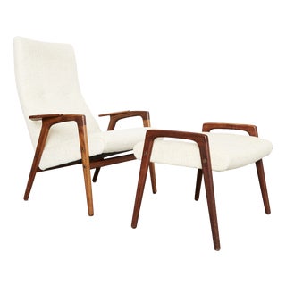 Set of Vintage Ruster Lounge Chair and Ottoman by Yngve Ekström for Pastoe, 1950s For Sale