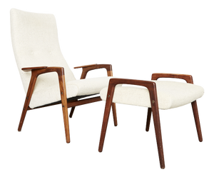 Set of Vintage Ruster Lounge Chair and Ottoman by Yngve Ekström for Pastoe, 1950s