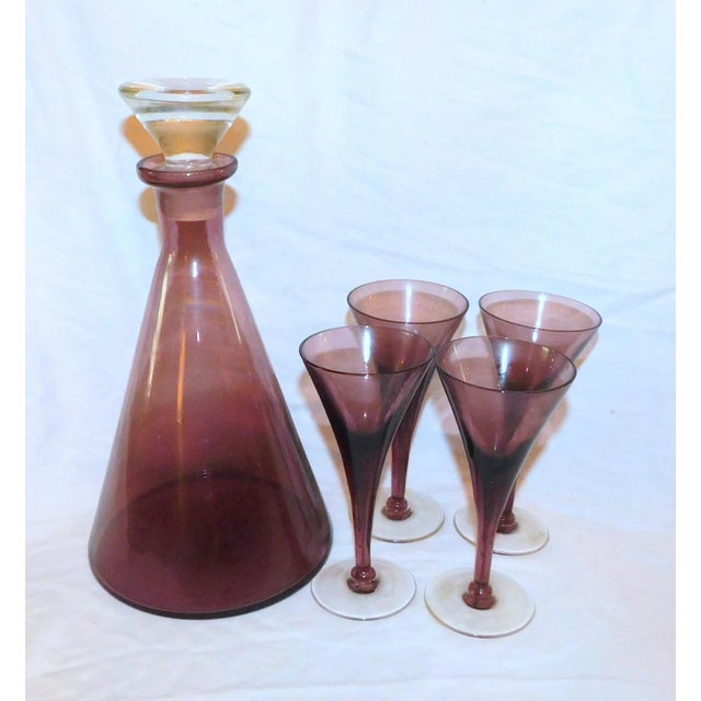 Mid 20th Century Italian Glass Decanter Set 5 Pieces Chairish