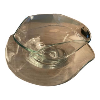 1950s Mid-Century Asymmetrical/ Wavy Glass Bowl & Platter Set For Sale