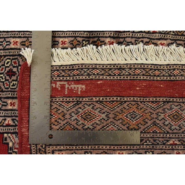 Bokhara Jaldar Rug 3’1” X 4’8” Red Wool Tribal Hand-Knotted Oriental Carpet For Sale - Image 11 of 11
