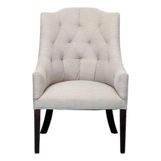 Cisco Bros Lounge Chair With Tufted Back and Dark Wood Legs For Sale