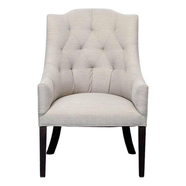 Cisco Bros Lounge Chair With Tufted Back and Dark Wood Legs For Sale