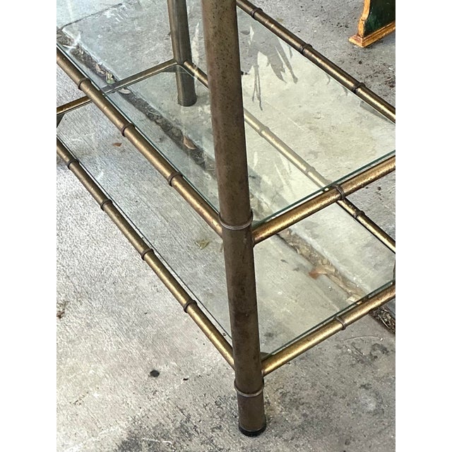 Late 20th Century Vintage Burnished Brass Etagere For Sale - Image 5 of 12