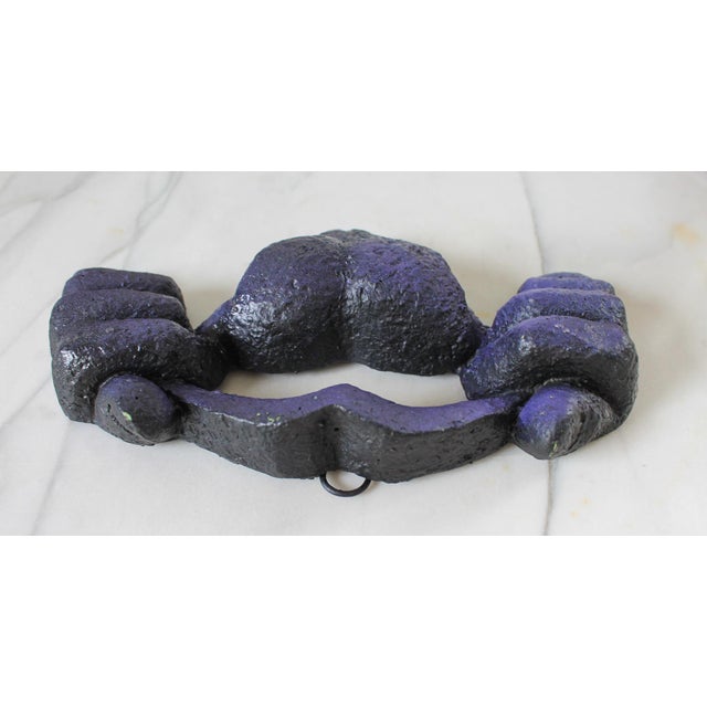 Late 20th Century Vintage Purple Plaster Lips, Hands, Tongue Wall Hanging For Sale - Image 5 of 9