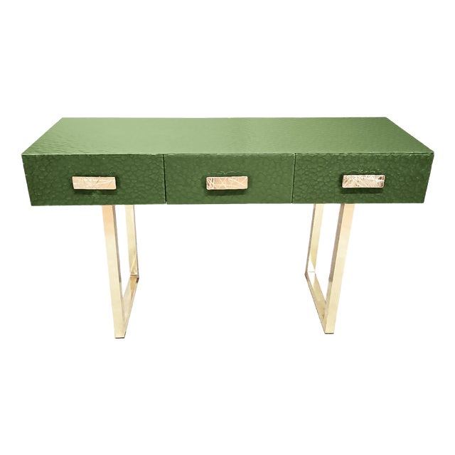 Italian Console Table with Bevelled Green Murano Glass from Justfurnituress For Sale