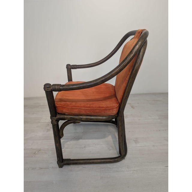 Vintage Upholstered Rattan Armchair For Sale - Image 10 of 18