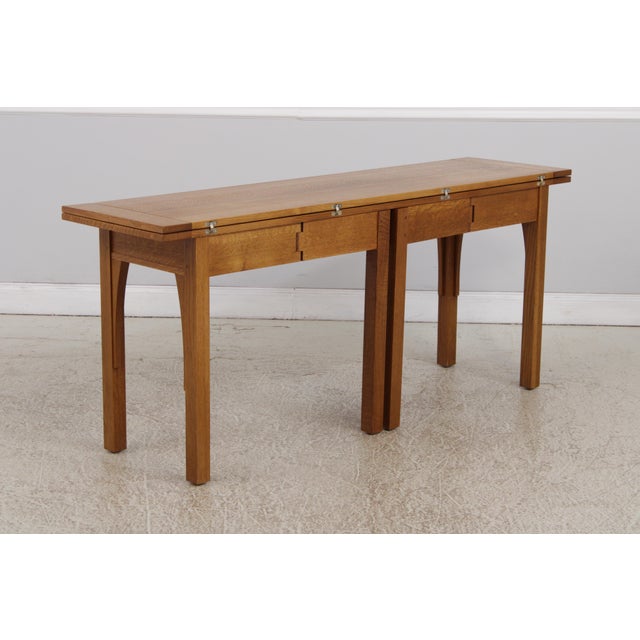 Stickley Mission Oak 3 Drawer Flip Top Sofa Table For Sale - Image 14 of 18