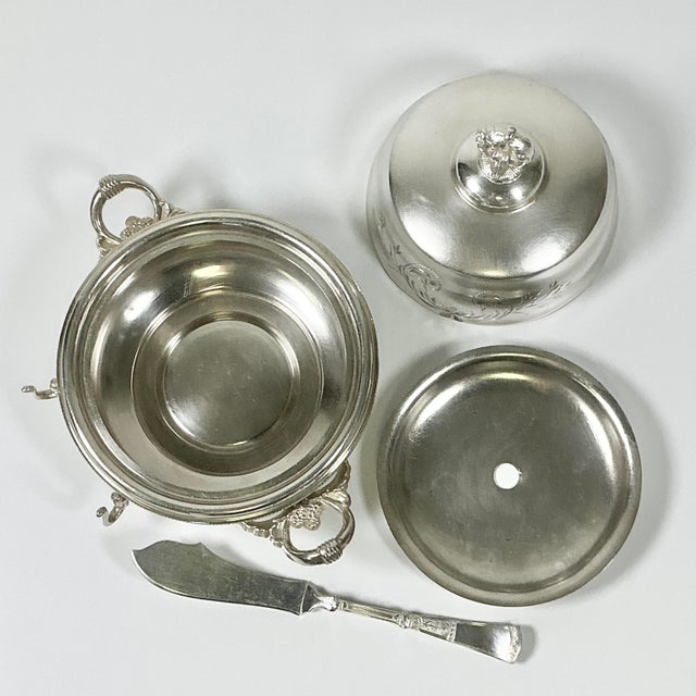 Early 20th C. Antique Hollywood Regency English Style Silverplate Butter Dish & Knife - 4 Piece Set For Sale - Image 15 of 16