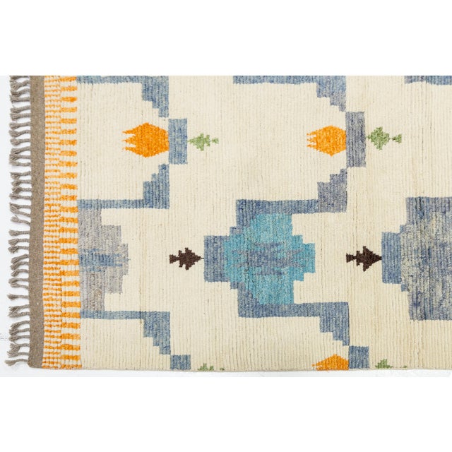 Abstract Geometric Hand-Knotted Modern Moroccan Style Wool Rug 10x15 For Sale - Image 11 of 12