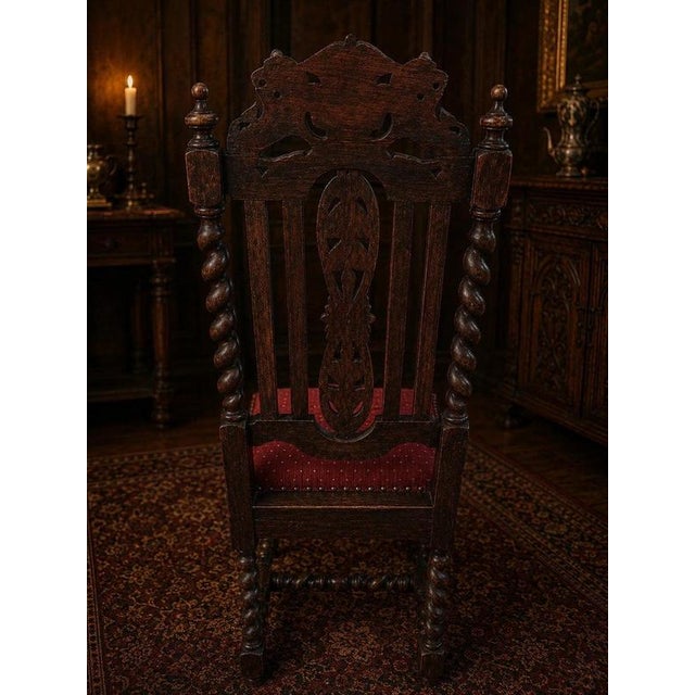Victorian Jacobean Revival Carved Oak Dining Chairs, 1890s, Set of 6 For Sale - Image 17 of 18