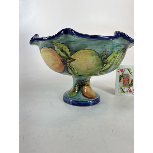 Majolica Mid 20th Century Fruit Bowl Footed Ceramic, Santa Rosa, Majolica Style, Vantage Mexican Pottery For Sale - Image 4 of 15
