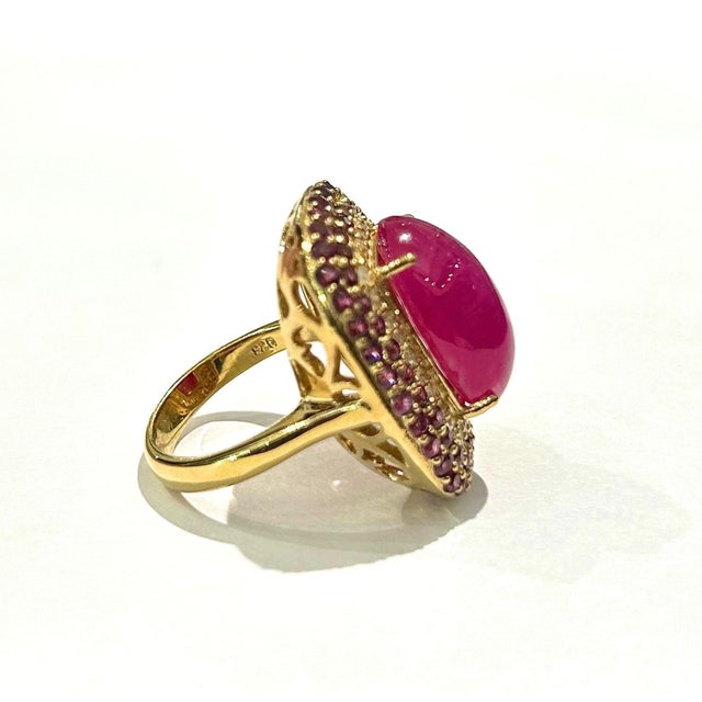 Late 20th Century Bochic “Capri” Vintage Ruby & Pink Sapphire Ring Set 18K Gold & Silver For Sale - Image 5 of 10