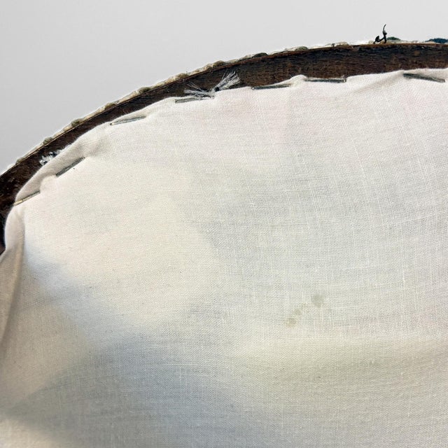 Italian Art Deco Round Ottomans in Fabric and Wood, 1930s, Set of 2 For Sale - Image 10 of 15
