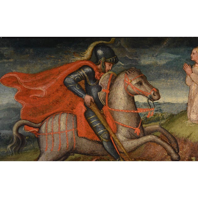 Alessio Baldovinetti Cerchia, Saint George and the Dragon, 1490, Oil on Panel, Framed For Sale - Image 3 of 14