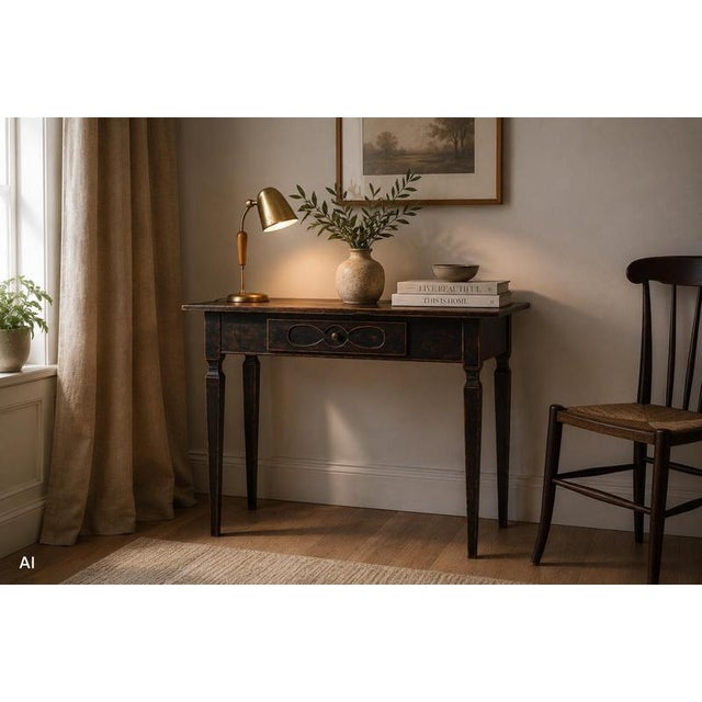 Swedish Empire Desk in Rustic Paint For Sale - Image 9 of 12