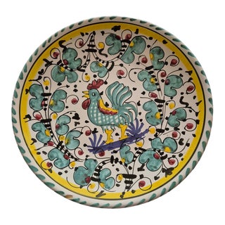 Vintage Italian Majolica Orvieto Rooster Wall Plate by Ceramiche Leoncini For Sale