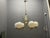 Gold White Opaline Glass and Brass Chandelier, 1960s For Sale - Image 8 of 12