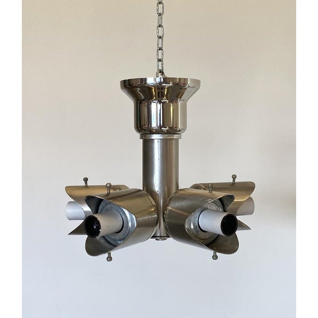 Space Age Ceiling Light in Steel and Glass, 1970s For Sale - Image 13 of 16