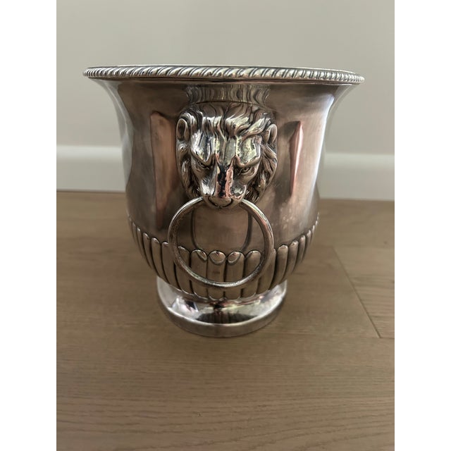 Large 1920s Silverplate Footed Oval Urn With Lion Head Details For Sale - Image 9 of 12