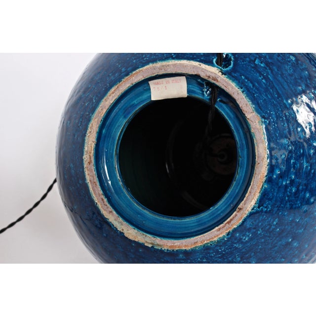 Metal Aldo Londo for Bitossi Persian Blue "Ball" Table Lamp, circa 1950s For Sale - Image 7 of 9