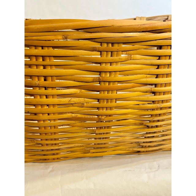 Large Vintage French Country Split Bamboo Storage Basket 32” Width For Sale - Image 11 of 18
