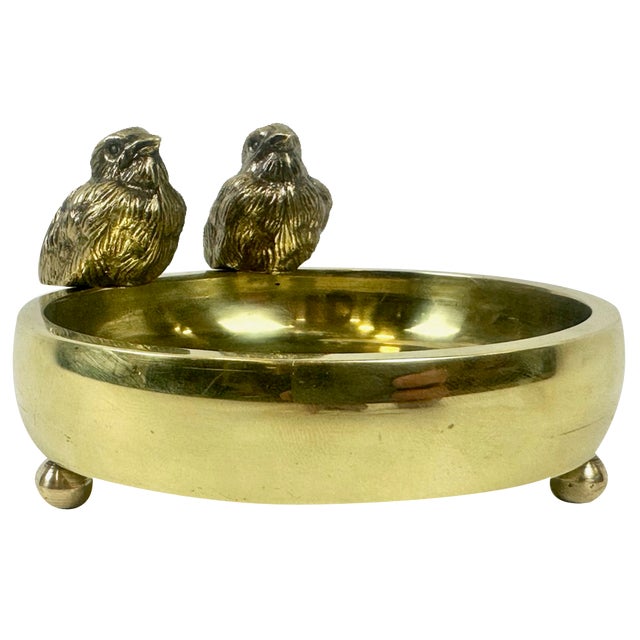 Polish Art Deco Ashtray in Brass with Sparrows, 1920s For Sale