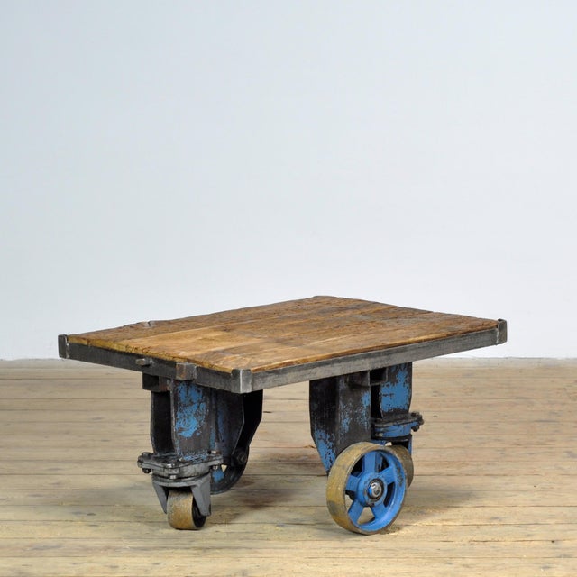 Industrial Iron and Pine Coffee Table, 1960s For Sale - Image 12 of 12